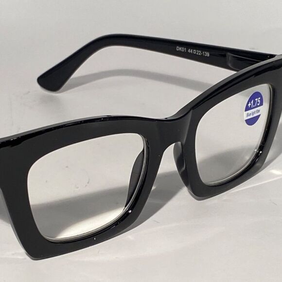 1288 Gretchen Reading Glasses 1.75 Square Black Frames NWT - Picture 6 of 8